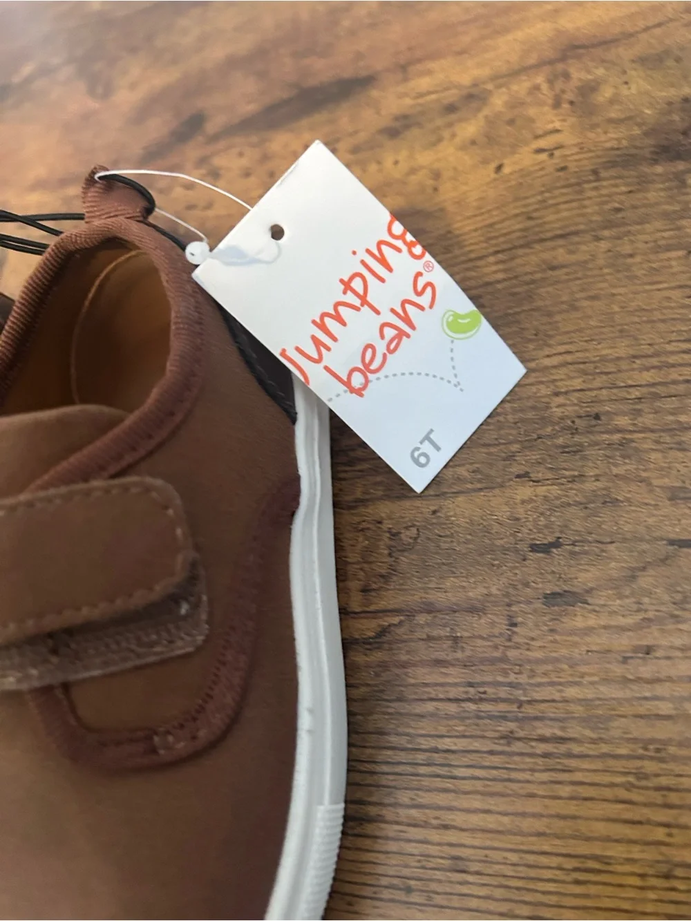 jumping beans Brown Kids Velcro Sneakers with White Sole